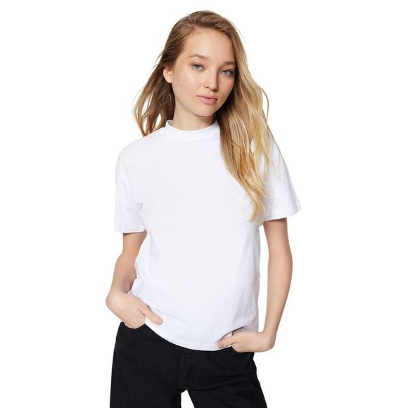 NWT Trendyol Women Regular Standing collar Knit T-Shirt - Picture 3 of 13